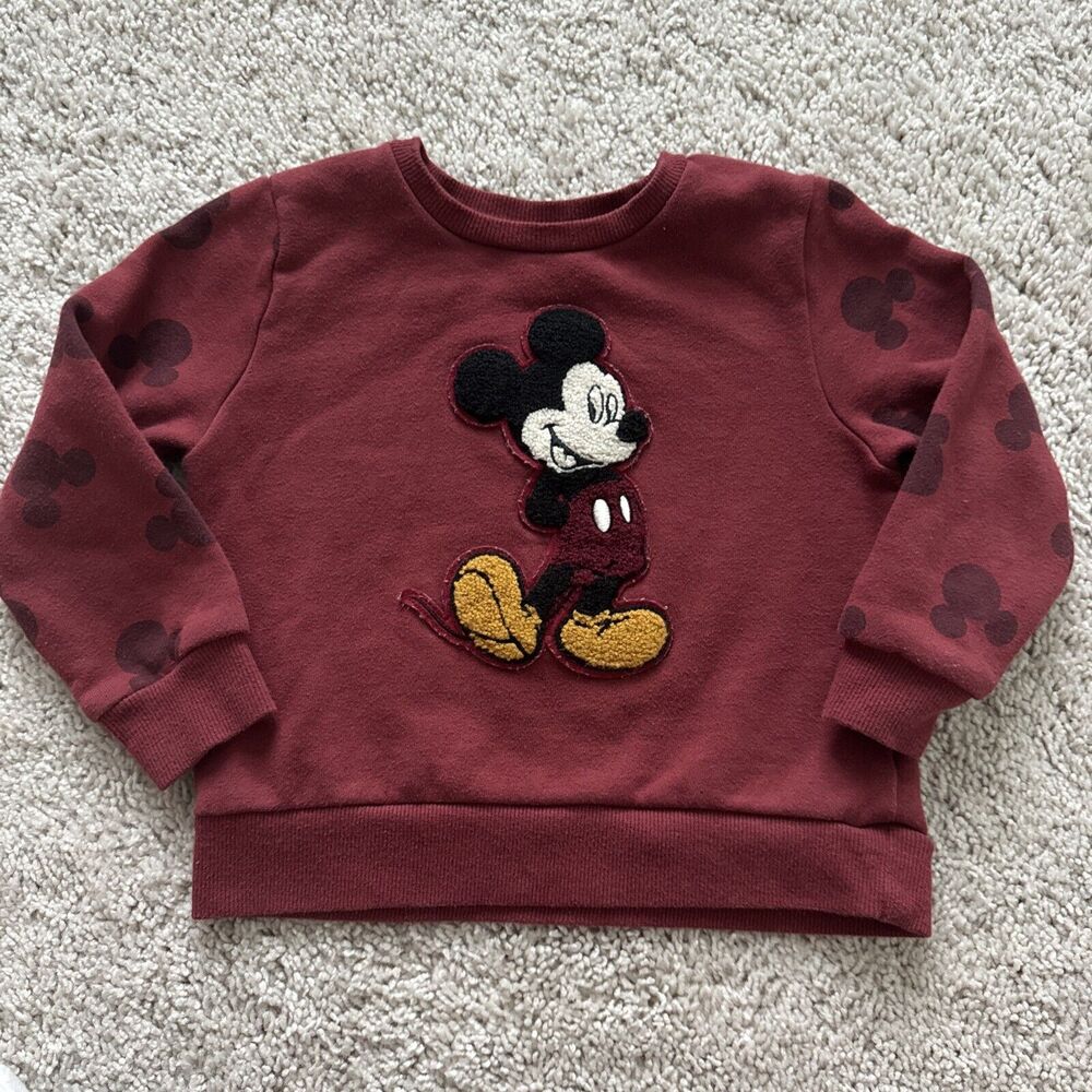 Disney Mickey Mouse Burgundy Wine crewneck sweatshirt size 3T